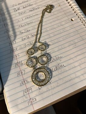 Elegant Gold-Tone Crystal Circle Drop Necklace - Women Jewelry 1500